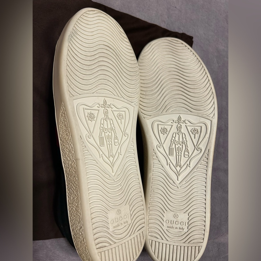 Gucci Black Suede Web Stripe Slip-On Sneakers Size 7.5 - Picture 13 of 15